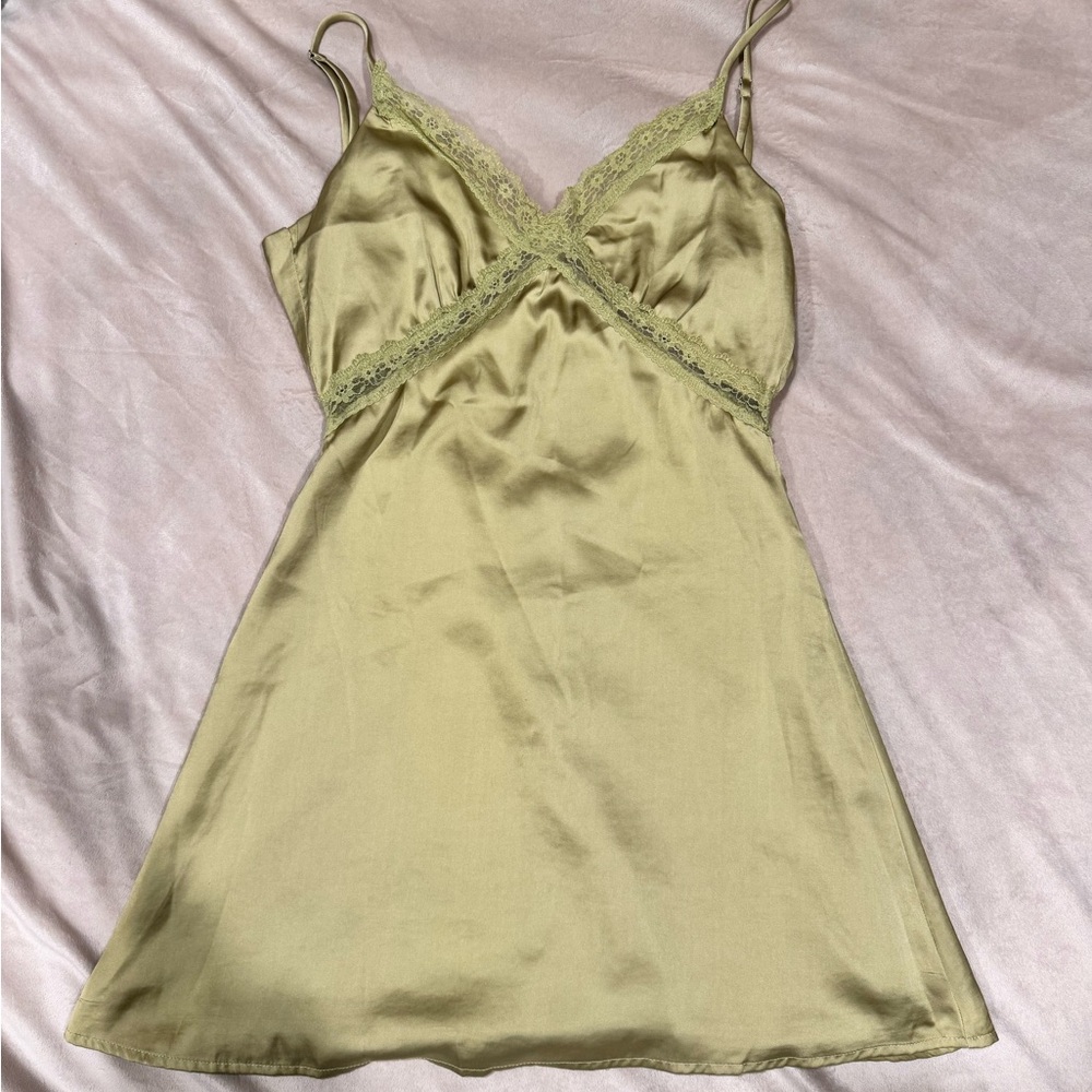 Princess Polly Green Lace Trim Mini Dress